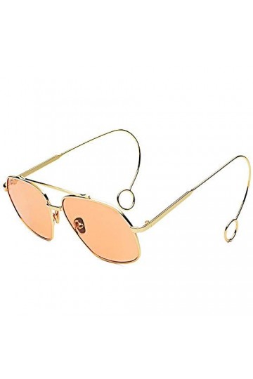 Lunettes De Soleil,Boucles DOreilles Lunettes De Soleil Street Fashion Femmes Lunettes De Soleil, Cadre Doré Orange Tranche 