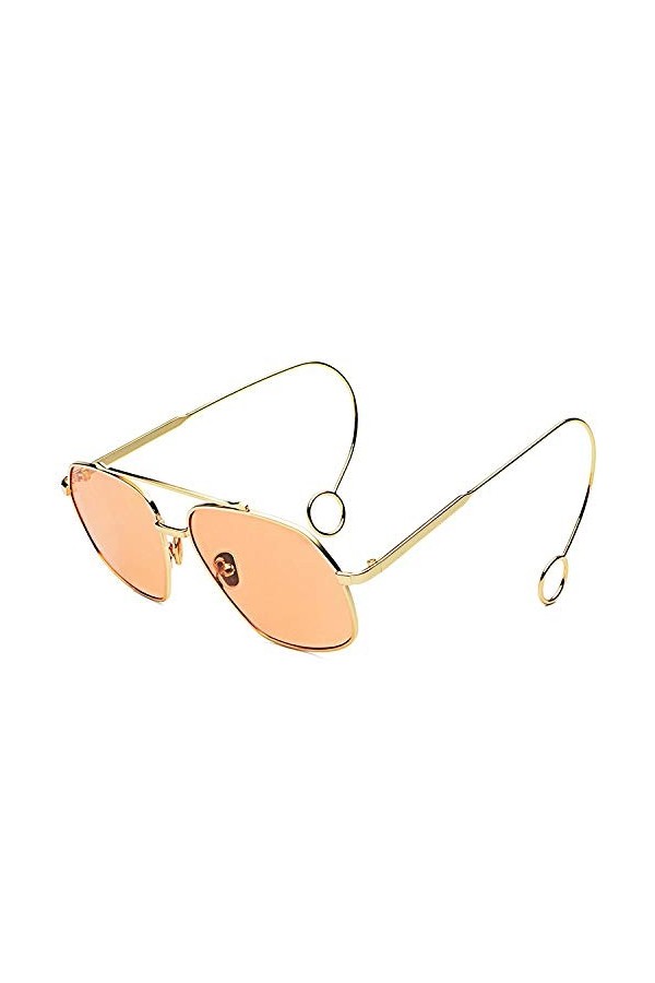Lunettes De Soleil,Boucles DOreilles Lunettes De Soleil Street Fashion Femmes Lunettes De Soleil, Cadre Doré Orange Tranche 