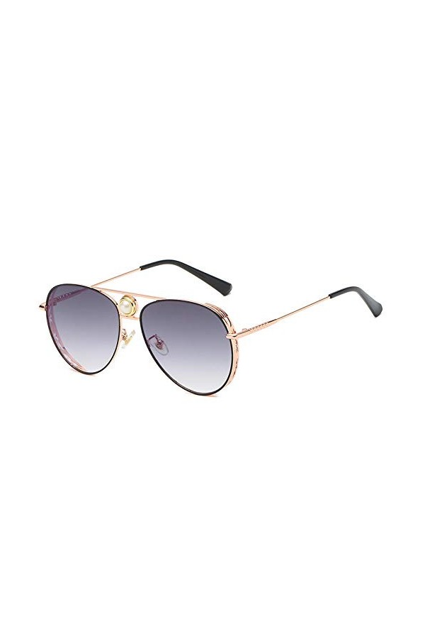 QINGZHOU Lunettes de Soleil,Lunettes de soleil pour femmes Lunettes de soleil tendance à double faisceau perle à visage modif