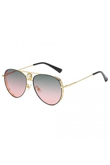 QINGZHOU Lunettes de Soleil,Lunettes de soleil pour femmes Lunettes de soleil tendance à double faisceau perle à visage modif