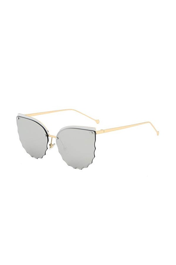 QINGZHOU Lunettes de Soleil,Lunettes de soleil pour femmes, oeil de chat, bord coupé ondulé, lunettes de soleil pour femmes à