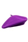 Umeepar Béret français en laine de couleur unie pour femme, violet, taille unique