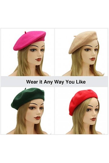 Umeepar Béret français en laine de couleur unie pour femme, violet, taille unique