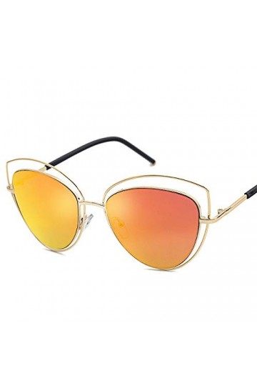 QINGZHOU Lunettes de soleil, lunettes de soleil œil de chat personnalisées en métal film de couleur creux Lunettes de soleil 