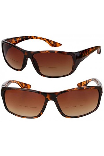 Mass Vision Lunettes de soleil polarisées bifocales « The Driver » avec verres dégradés ambrés haute définition, 2 paires - N