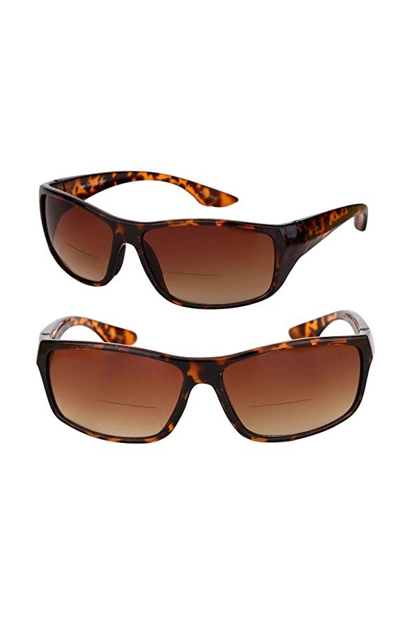 Mass Vision Lunettes de soleil polarisées bifocales « The Driver » avec verres dégradés ambrés haute définition, 2 paires - N
