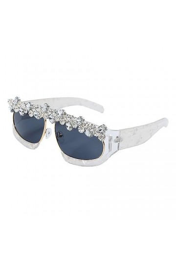 HPIRME Vintage diamant lunettes de soleil femmes miroir strass lunettes de soleil hommes une pièce carré lunettes lunettes UV