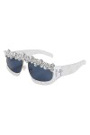 HPIRME Vintage diamant lunettes de soleil femmes miroir strass lunettes de soleil hommes une pièce carré lunettes lunettes UV