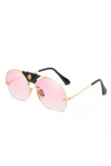 HPIRME Lunettes de soleil rondes semi-sans monture pour femmes, lunettes de soleil surdimensionnées pour femmes UV400, 2, tai