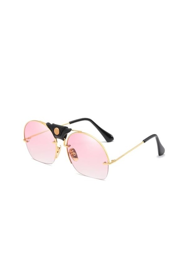HPIRME Lunettes de soleil rondes semi-sans monture pour femmes, lunettes de soleil surdimensionnées pour femmes UV400, 2, tai
