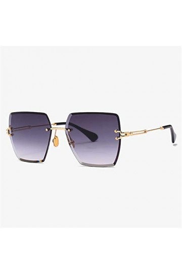 AUSUB Lunettes de Soleil Femme Carré dégradé Transparent Lunettes de Soleil sans Monture for Les Femmes Objectif Metal Frame 