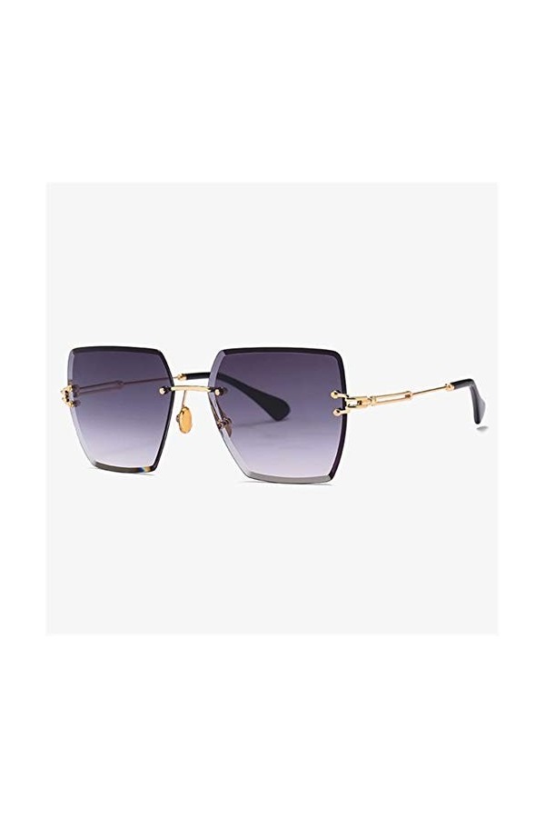 AUSUB Lunettes de Soleil Femme Carré dégradé Transparent Lunettes de Soleil sans Monture for Les Femmes Objectif Metal Frame 