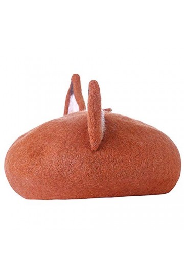 Fanuse Oreille de Renard Mignon BéRet Couleur Chaude DéContractéE Chapeau de Peintre à la Main Couleur de Miel BéRet