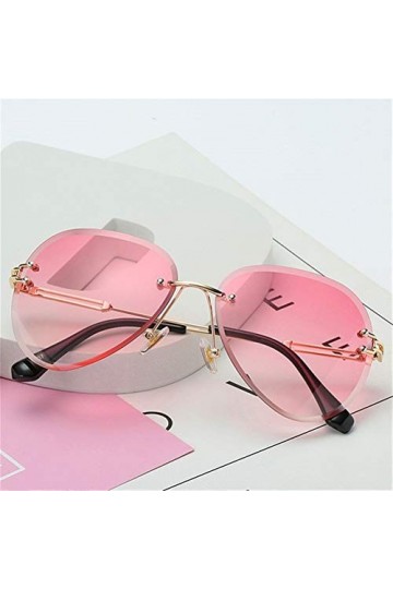FANPK Cadre en métal dégradé Shades coupe lentilles sans monture Lunettes de soleil femmes Lunettes de soleil Mesdames lunett
