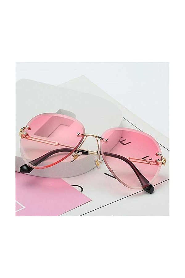 FANPK Cadre en métal dégradé Shades coupe lentilles sans monture Lunettes de soleil femmes Lunettes de soleil Mesdames lunett