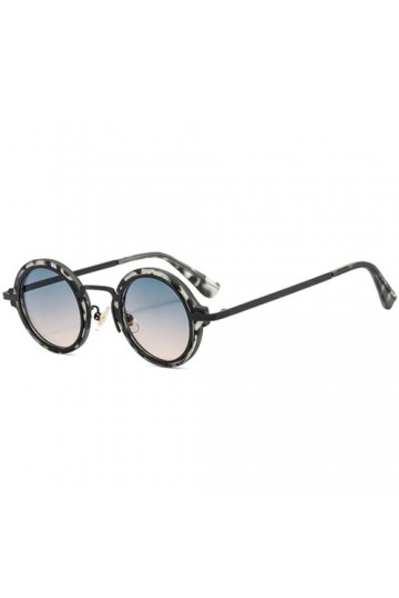 HCHES Petites lunettes de soleil rondes pour hommes punk rétro nuances dégradées claires UV400 lunettes de soleil pour femmes