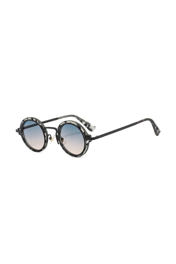 HCHES Petites lunettes de soleil rondes pour hommes punk rétro nuances dégradées claires UV400 lunettes de soleil pour femmes