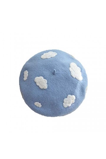 Packitcute Béret en laine fait main léger mignon nuage doux Lolita chapeaux bleu