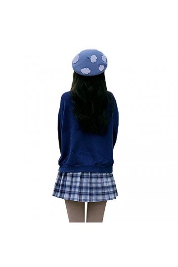 Packitcute Béret en laine fait main léger mignon nuage doux Lolita chapeaux bleu