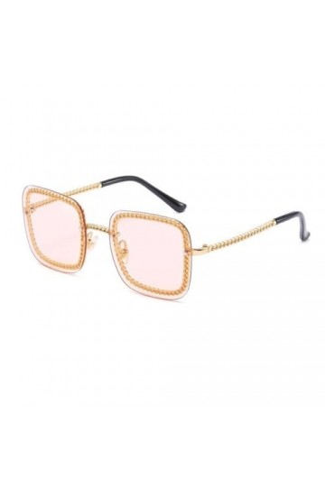 HPIRME Lunettes de soleil carrées avec chaîne en métal pour femmes, lunettes de soleil vintage pour hommes, 3, taille unique