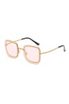 HPIRME Lunettes de soleil carrées avec chaîne en métal pour femmes, lunettes de soleil vintage pour hommes, 3, taille unique