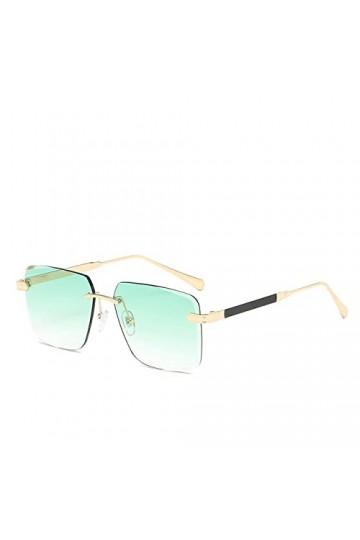 HCHES Lunettes de soleil carrées sans monture à bords coupés hommes femmes Vintage dégradé lunettes de soleil femmes Shaded, 
