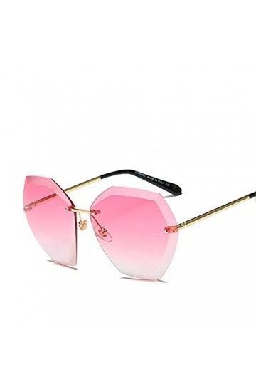 SHEANAON Lunettes de Soleil sans Monture surdimensionnées Femmes Dames Coupe dégradé lentille Grand Cadre Lunettes de Soleil 