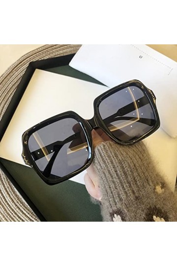 LHJCN Lunettes de Soleil Vintage surdimensionnées Lunettes de Soleil carrées Femmes Luxe Grand Cadre Femmes Lunettes de Solei