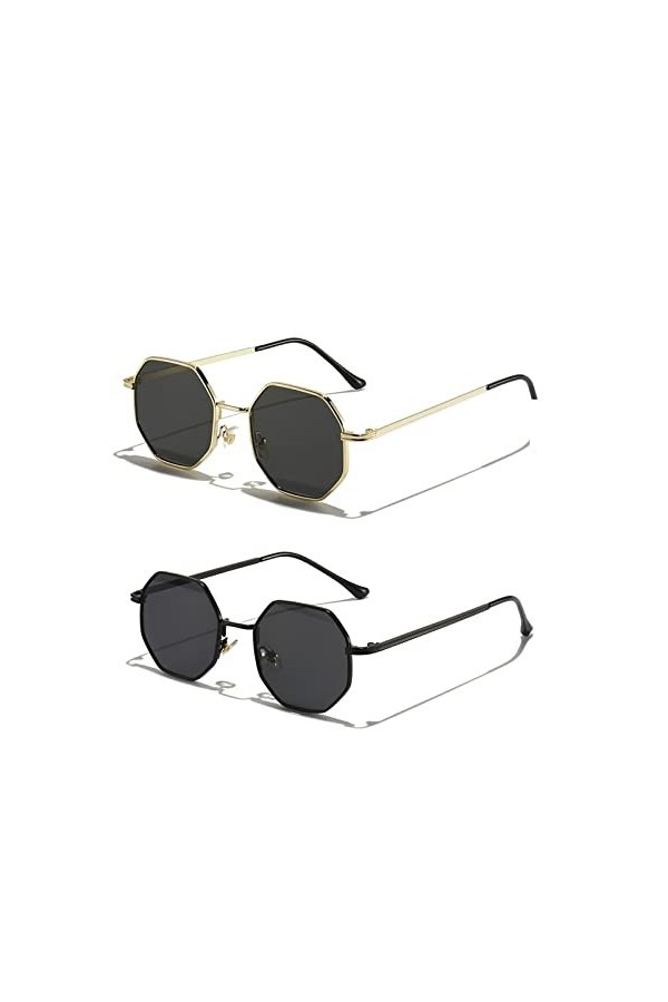 MASKIS Lunettes De Soleil Pour Femmes Petites Lunettes De Soleil Polygones Vintage Pour Hommes Et Femmes, Lunettes De Soleil 