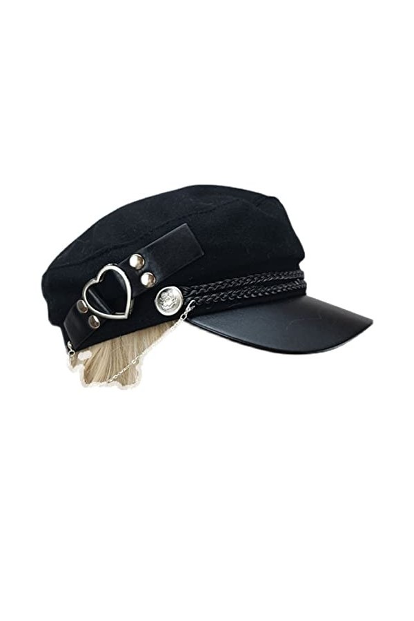 GuoQiao Béret en feutre de laine pour femme Y2K Chapeau steampunk cool Joker Fille Mode octogonale Casquette adolescente Fill