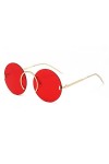 HPIRME Lunettes de soleil rondes Steampunk femmes lunettes de soleil hommes lunettes en métal UV400, C3 rouge, taille unique