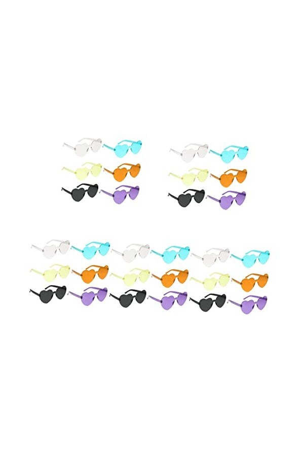 Gadpiparty 30 Pièces Lunettes De Soleil Coeur Lunettes Sans Monture Lunettes De Soleil De Célibataire Lunettes De Soleil Fant