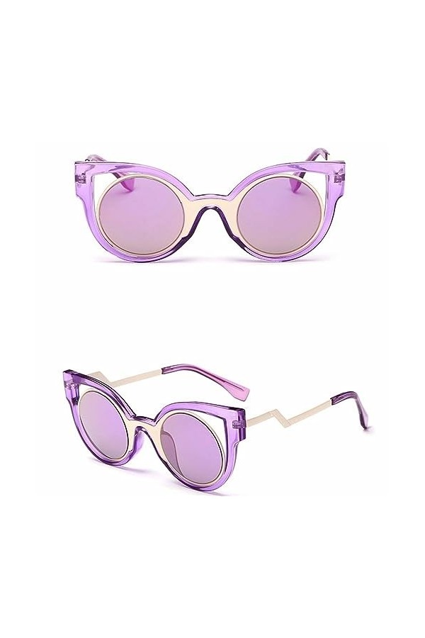 HPIRME Lunettes de soleil œil de chat petite taille en métal lunettes de soleil miroir rose femme femme UV400, 4, taille uniq