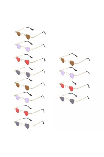 ibasenice 12 Pièces Lunettes De Soleil Coeur Lunettes De Forme Bizarre Lunettes De Forme Sans Monture Lunettes Rétro Célibata