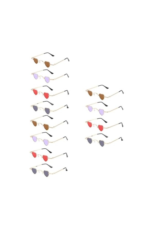 ibasenice 12 Pièces Lunettes De Soleil Coeur Lunettes De Forme Bizarre Lunettes De Forme Sans Monture Lunettes Rétro Célibata