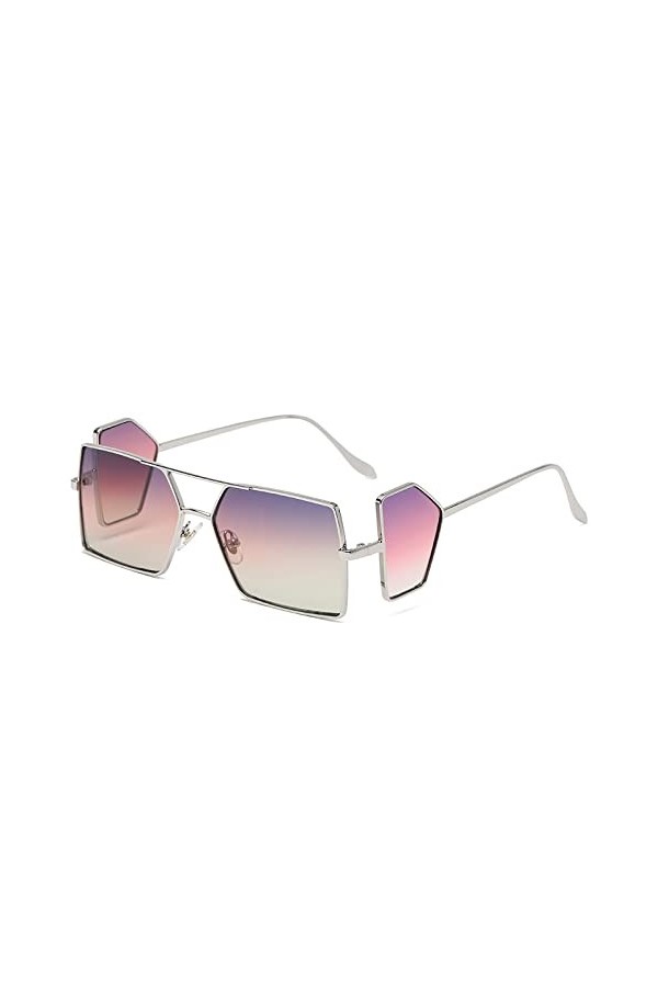HCHES Lunettes de soleil carrées hommes femmes Vintage métal rectangle lunettes de soleil dégradé dame nuances UV400, 5, tail