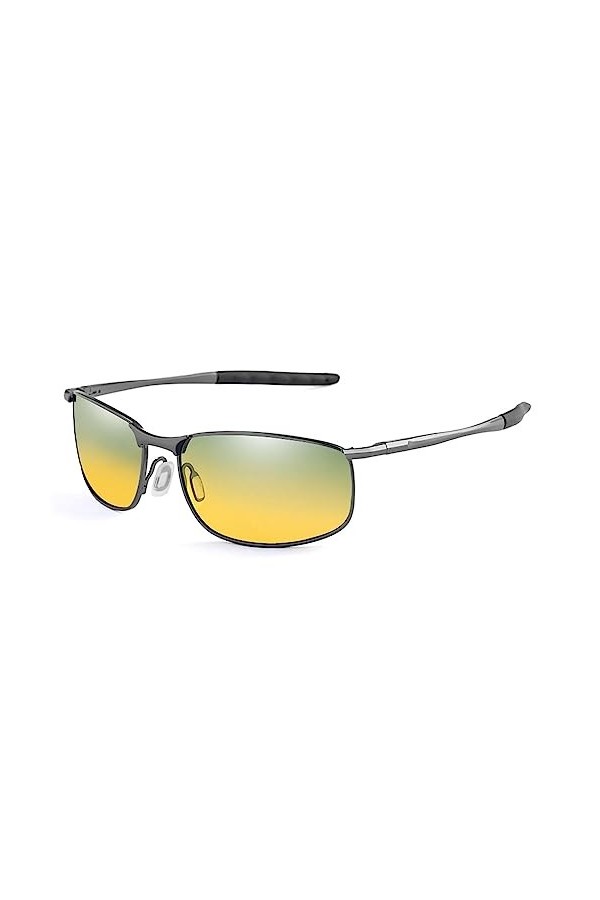 Lunettes de soleil photochromiques Hommes Jour Nuit Vision Lunettes Pilote Lunettes Femmes Lunettes de Soleil Lentille Jaune 