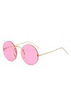 HPIRME Lunettes de soleil rondes Steampunk femmes lunettes de soleil hommes lunettes en métal UV400, C2 rose, taille unique