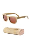 Guajave Femmes Hommes Lunettes de Soleil Bois Bambou Lunettes de Soleil Polarisé Revêtement Verres Lunettes de Soleil avec Bo