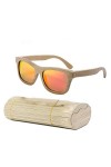 Guajave Femmes Hommes Lunettes de Soleil Bois Bambou Lunettes de Soleil Polarisé Revêtement Verres Lunettes de Soleil avec Bo