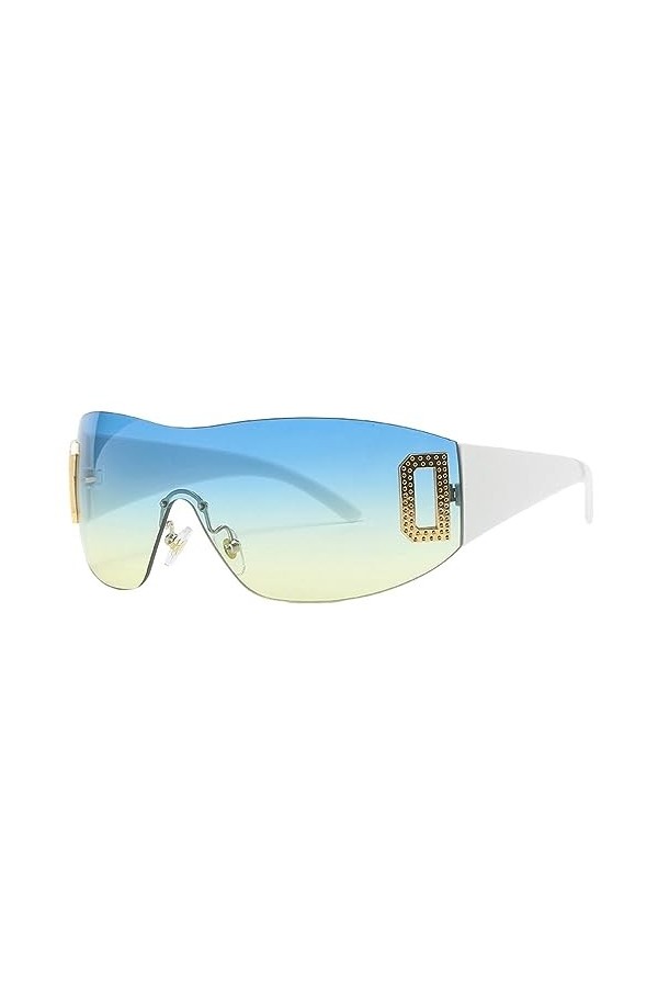 IOFEER Lunettes de soleil enveloppantes Y2K sans cadre personnalisées à la mode rétro ovale pare-soleil UV400 lunettes de sol