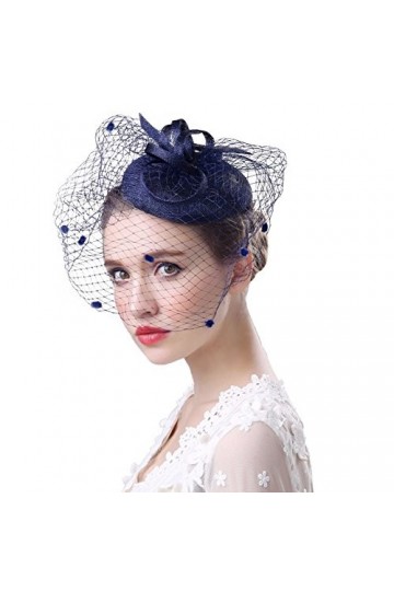 IPENNY Voile Mariage Femme Coiffure Vintage pour Femme Bibi avec Voilette Mini Béret Chapeau Melon élégant Voile de Cérémonie