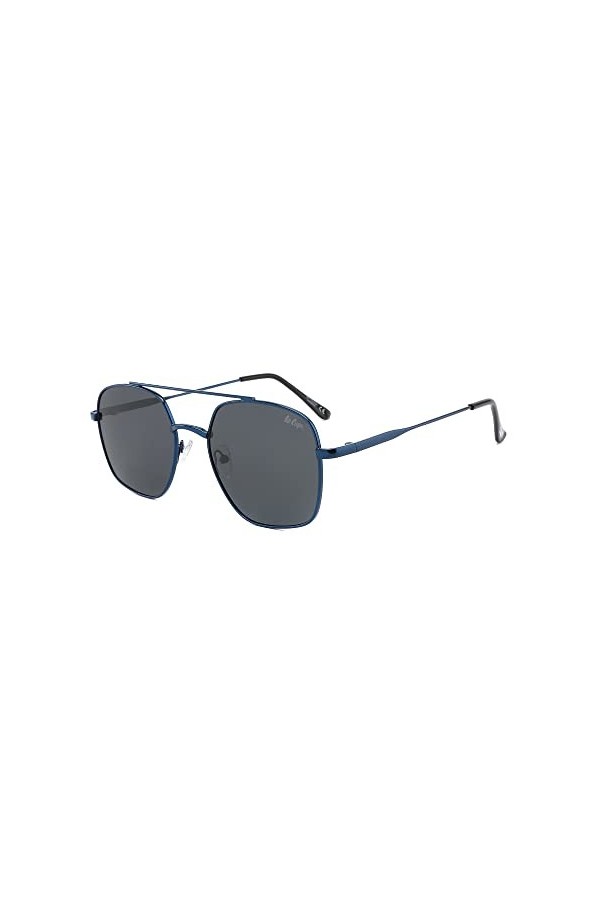 Lee Cooper Lunettes de soleil carrées polarisées pour homme et femme - Protection UVA/UV - Double pont, Monture - Bleu | Verr