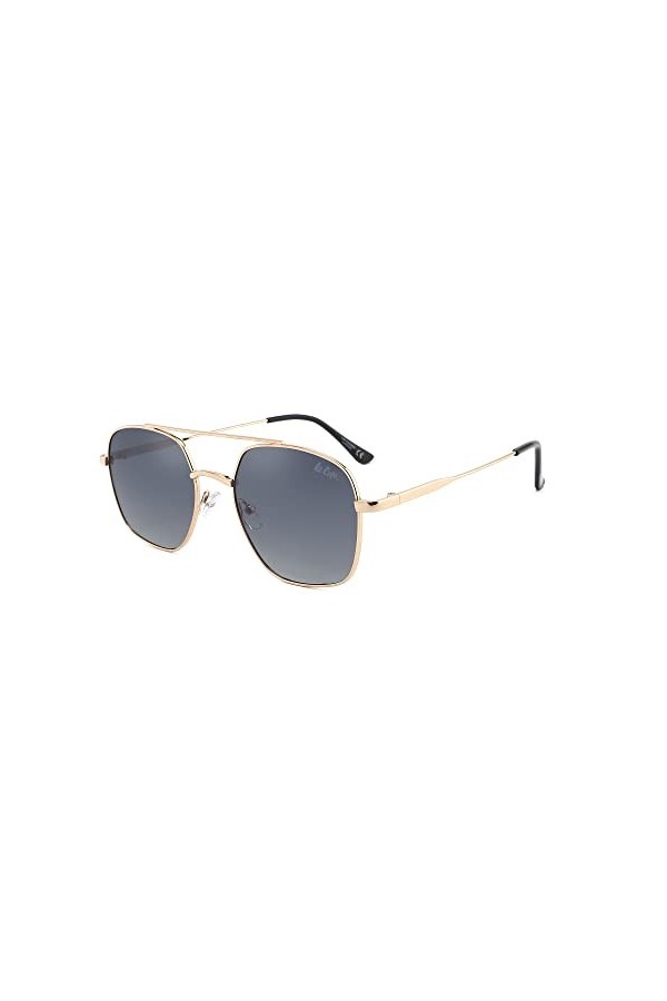 Lee Cooper Lunettes de soleil carrées polarisées pour homme et femme - Protection UVA/UV - Double pont, Monture - Bleu | Verr