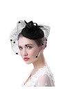IPENNY Voile Mariage Femme Coiffure Vintage pour Femme Bibi avec Voilette Mini Béret Chapeau Melon élégant Voile de Cérémonie