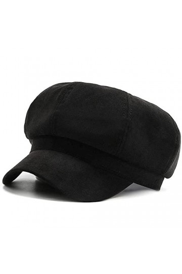 XYIYI Noir Fashion Casquette Gavroche Visière Béret Chapeaux Paperboy Gatsby Chapeau Casquette Octogonale pour Femmes Filles