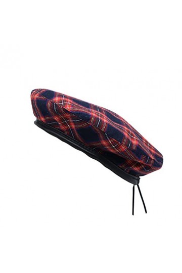 MarkMark YZF0083 Bonnet à carreaux en coton, bleu marine, M