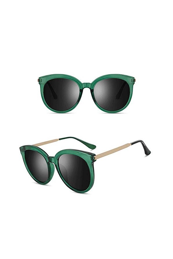 hmjsmj Lunettes de soleil à monture verte pour les femmes avec un grand visage, surf shopping tour lunettes de soleil auto-co