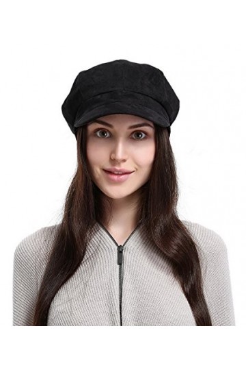 GEMVIE Casquette Base-Ball Femme En Suédé Style Anglais Chapeau Béret Hiver Noir 