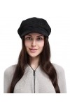 GEMVIE Casquette Base-Ball Femme En Suédé Style Anglais Chapeau Béret Hiver Noir 